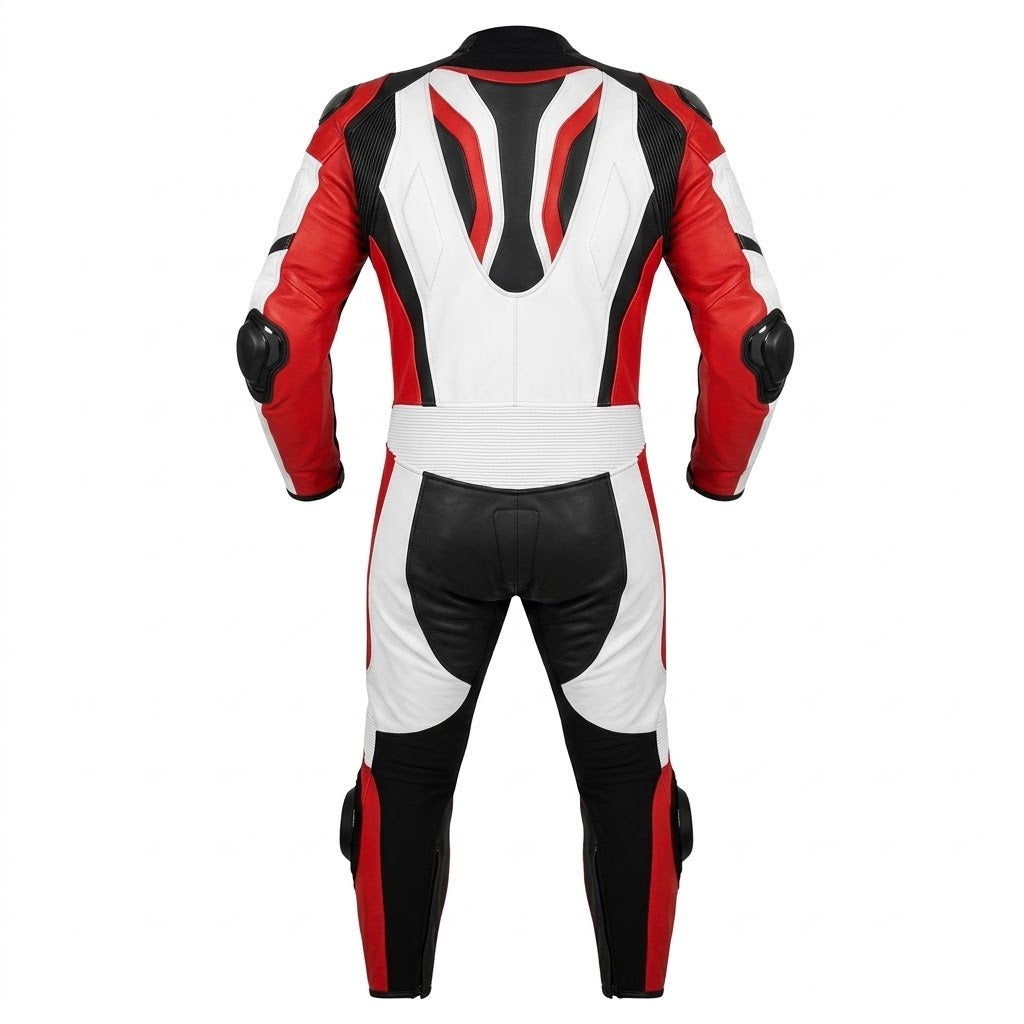 Eagle Moto MotoGP Leather Racing Bundle – One-Piece Suit, Gloves & Boots | White/Red/Black