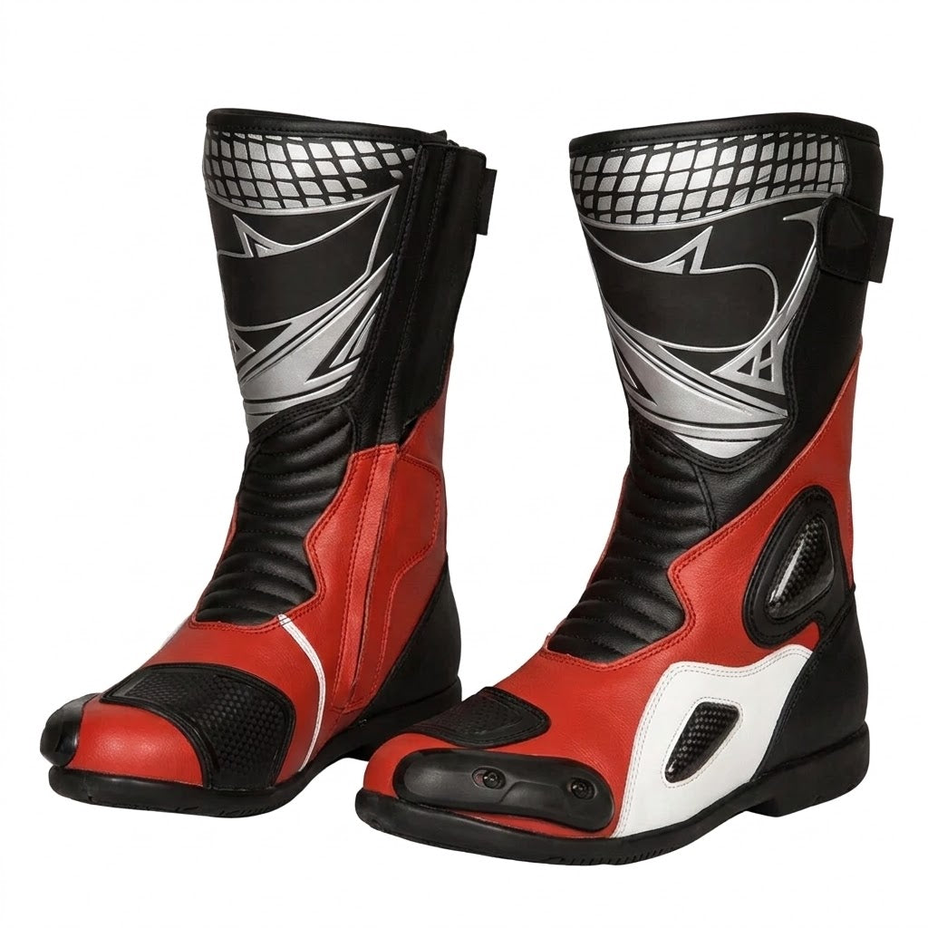 Eagle Moto Leather Racing Bundle – Jacket, Pants, Gloves & Boots | Red/Black/White