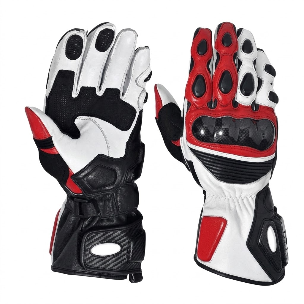 Eagle Moto MotoGP Leather Racing Bundle – One-Piece Suit, Gloves & Boots | White/Red/Black