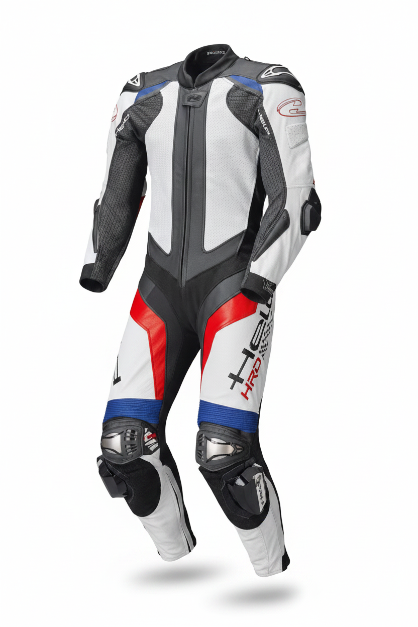 Held Titan Evo Men's One-Piece Leather Motorcycle Racing Suit White Black Red Blue