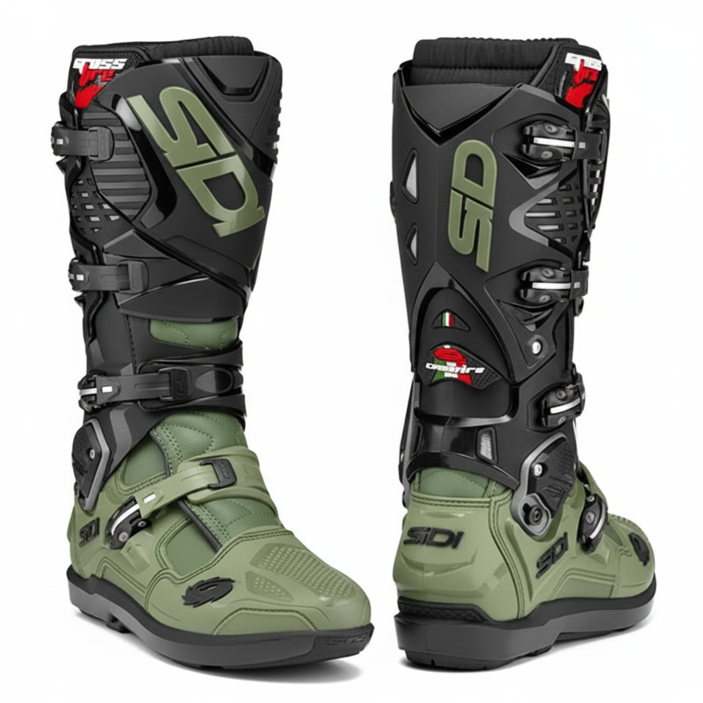 Sidi Crossfire 3 Pro MX Motocross Enduro Boots - Army Green Black