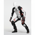 SBK Sports Men's Leather Motorcycle Racing Suit - White Black Red