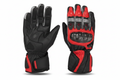 Eagle Moto Motorcycle Racing Gloves Black Red Carbon Fiber Knuckle Chrome Finger Guards Red Finger Caps