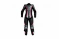 Eagle Moto Women's Black Grey Pink Leather Motorcycle Racing Suit