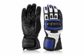 Eagle Moto Motorcycle Racing Gloves Black White Blue Ribbed Knuckle Armor Perforated Leather Pair