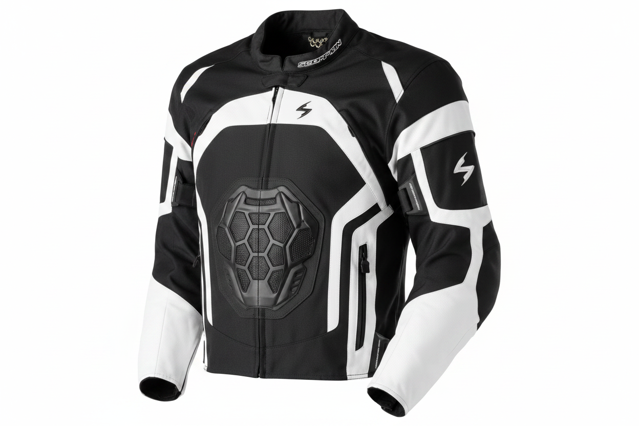 Scorpion Sport Leather Motorcycle Jacket Black White