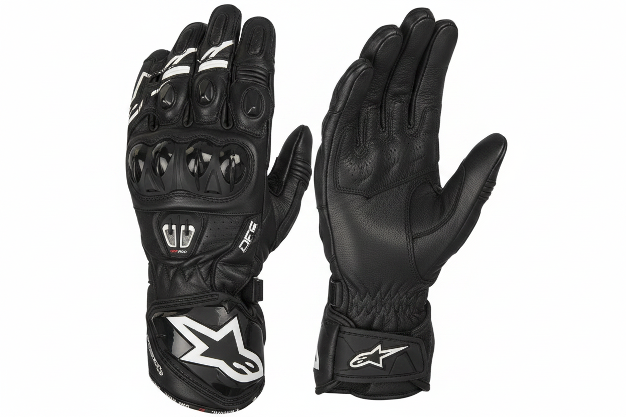 Alpinestars GP Pro R3 Motorcycle Racing Gloves All Black Vented Hard Knuckle