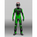 Kawasaki Ninja Men's Leather Motorcycle Racing Suit - Black Neon Green