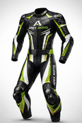 Apex Moto Men's Motorcycle Racing Leather Suit Black and Lime Green