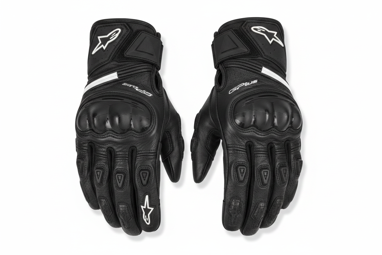 Alpinestars GP Plus Motorcycle Racing Gloves All Black Premium Leather Hard Knuckle