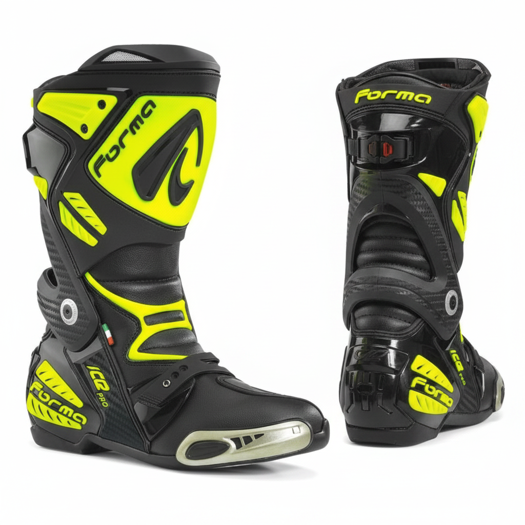 Forma Ice Pro Men's Motorcycle Racing Boots - Black Neon Yellow Italian