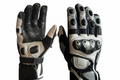 Eagle Moto Motorcycle Racing Gloves Black Silver Multi-Dome Knuckle Perforated Leather Pair