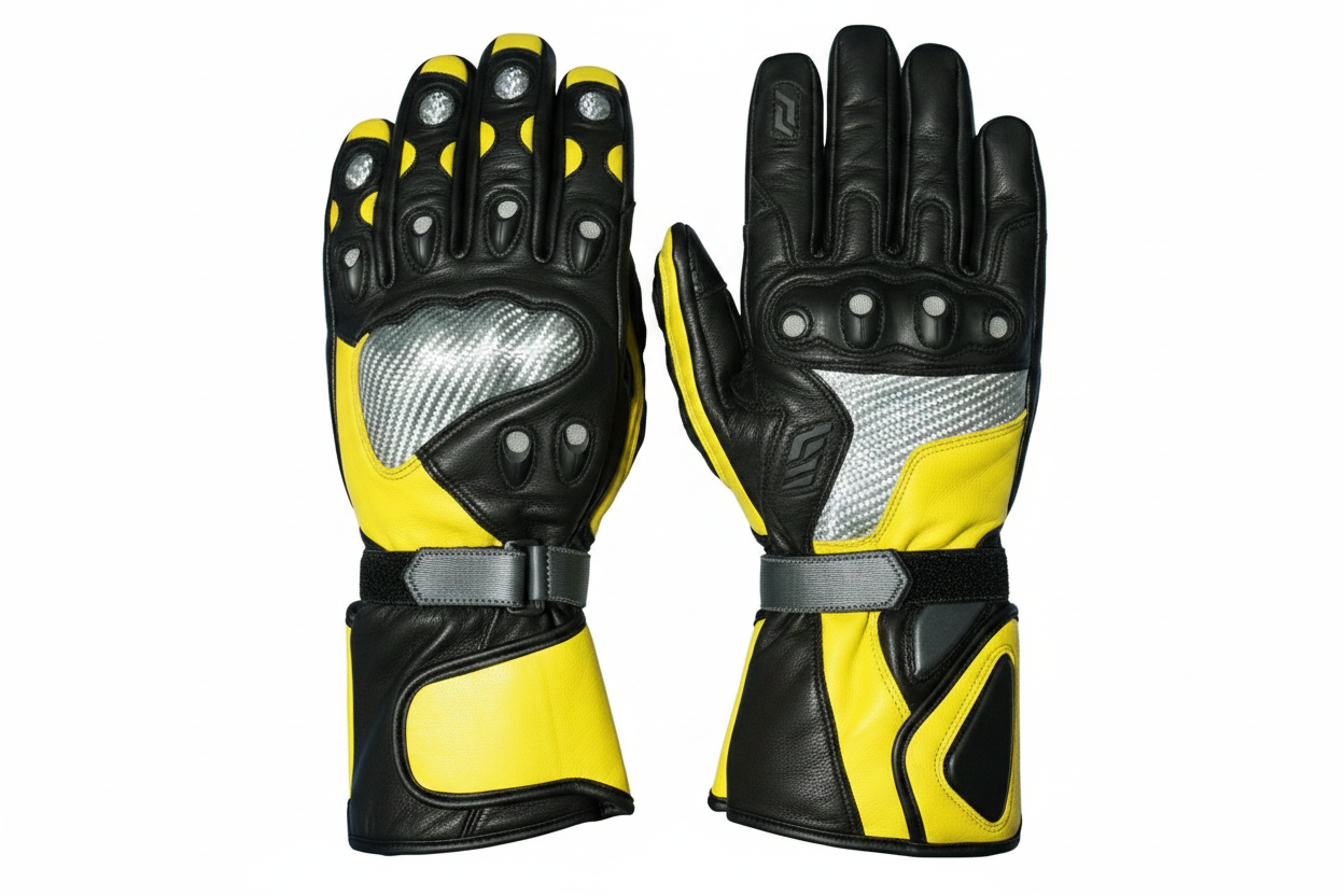 Eagle Moto Motorcycle Racing Gloves – Neon Yellow enhanced product photo