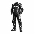 Eagle Moto Stealth Pro Men's Leather Motorcycle Racing Suit - Black White V-Chevron