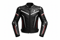 Leather J Sport Motorcycle Racing Jacket Black White Red Front View