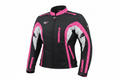 R7 Women's Motorcycle Textile Riding Jacket Black Pink White Front View