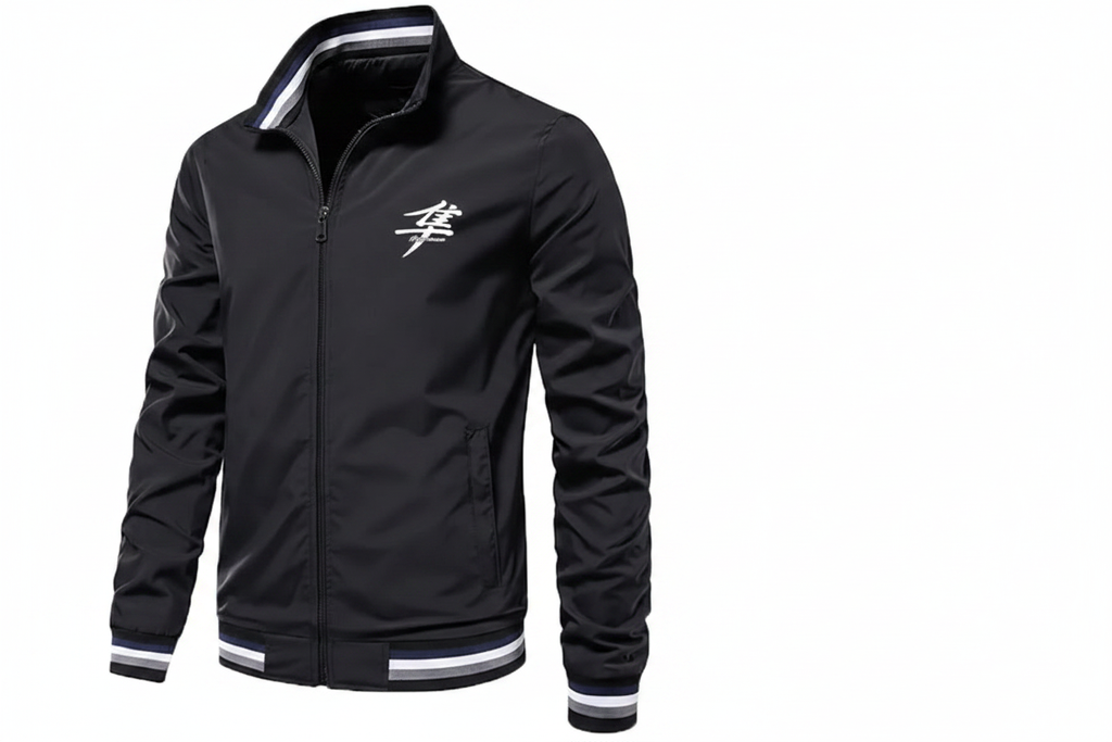 Suzuki Hayabusa GSX1300R Bomber Jacket Front View All Black