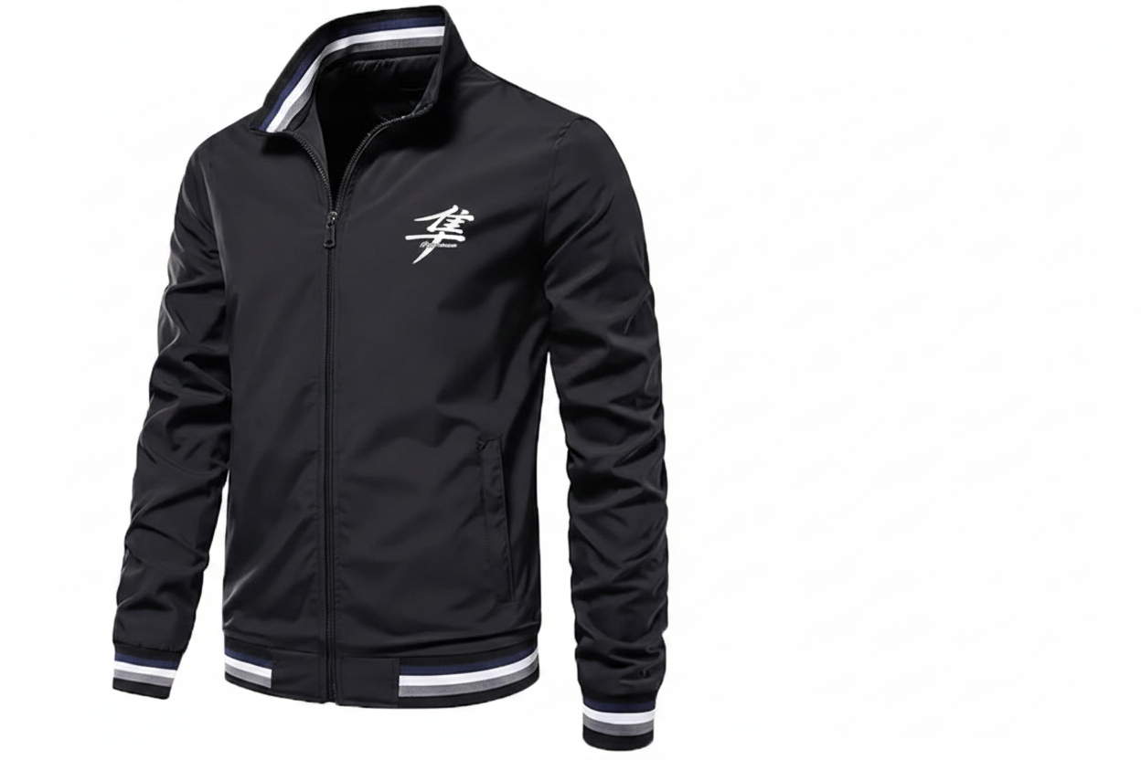 Suzuki Hayabusa GSX1300R Bomber Jacket Front View All Black