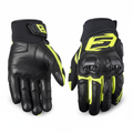 Five SF3 Motorcycle Gloves - Black Neon Yellow Pair Front Back View