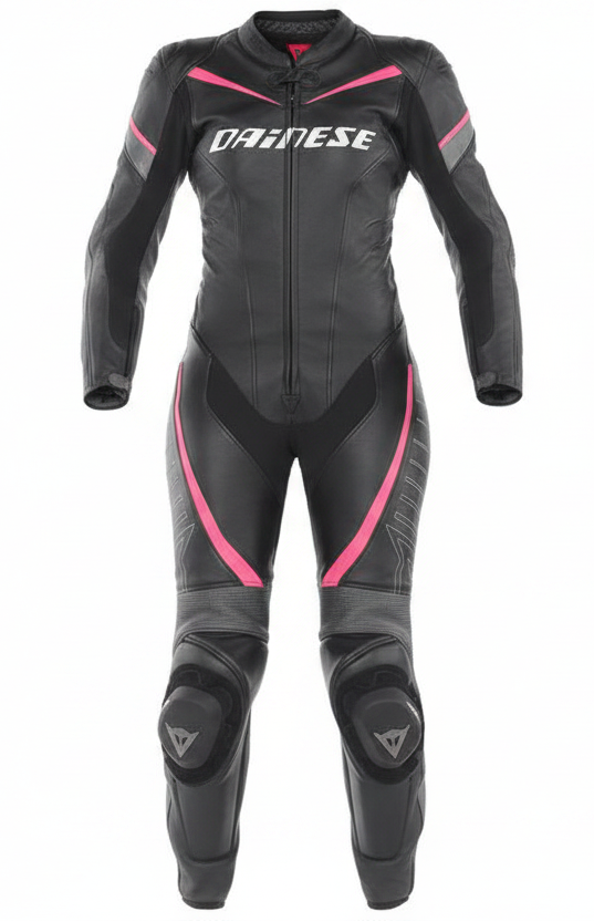 Dainese Women's Leather Motorcycle Racing Suit – Black & Pink