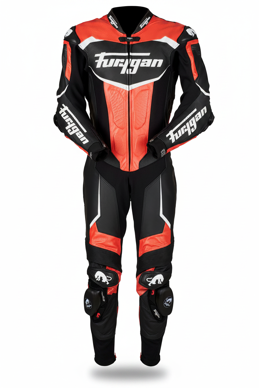 Furygan GP 2 Men's One-Piece Motorcycle Racing Leather Suit Black Red White