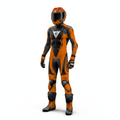 Dainese Men's Leather Motorcycle Racing Suit - Orange Black