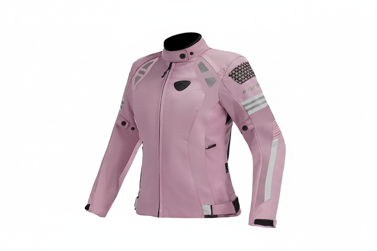 Motoboy Women's Motorcycle Riding Jacket Pink Front View