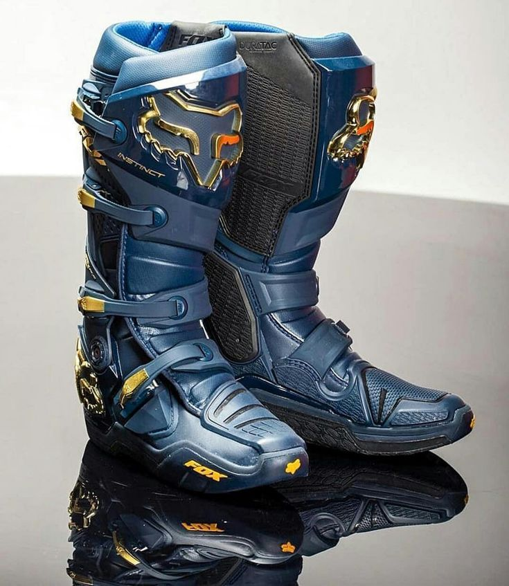 Fox Racing Instinct MX Motocross Boots — Navy Blue Gold | Limited Edition