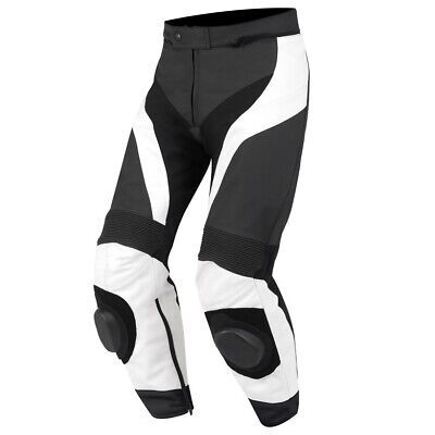 Leather Motorcycle Racing Trouser Black White Original