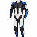 Eagle Moto Blaze Pro Men's Leather Motorcycle Racing Suit - Black White Blue