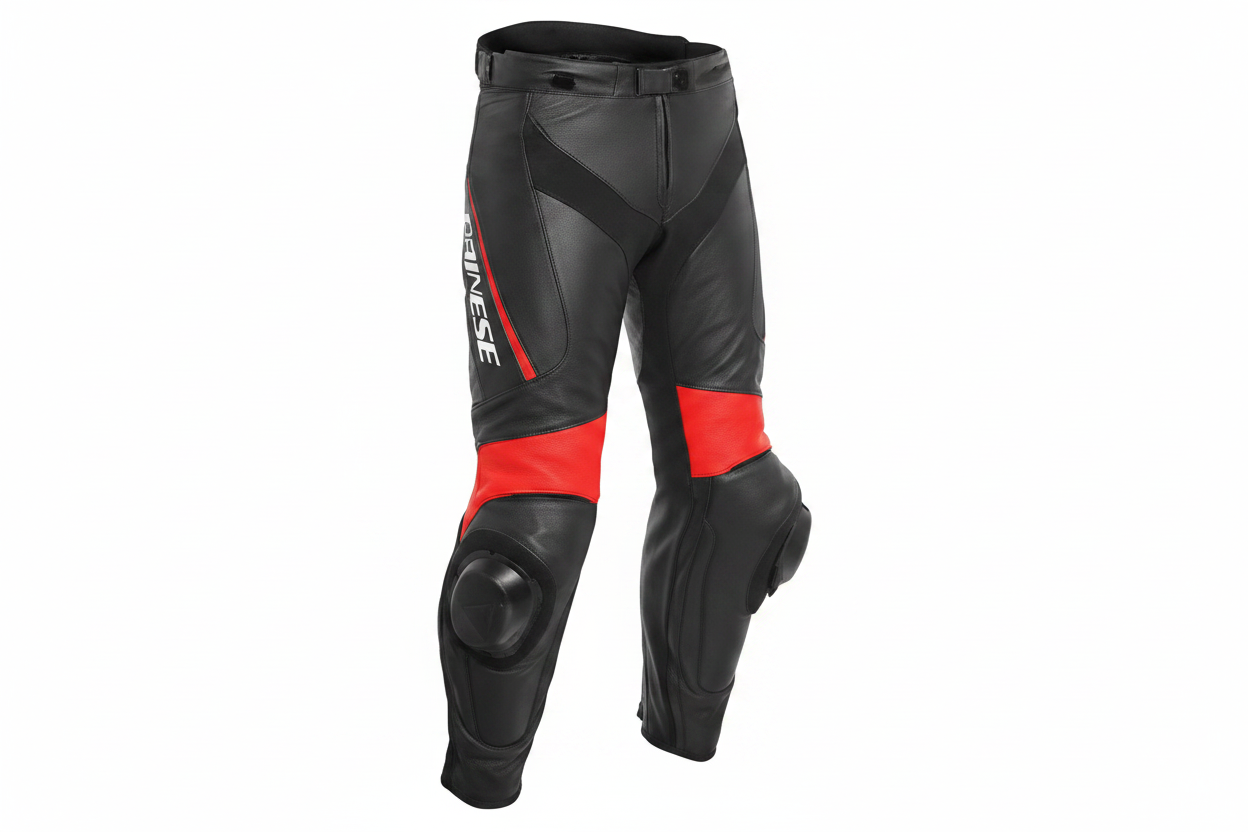 Dainese Leather Motorcycle Racing Trouser Black Red