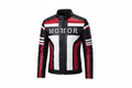 MOTOR Leather Motorcycle Jacket Black Red White