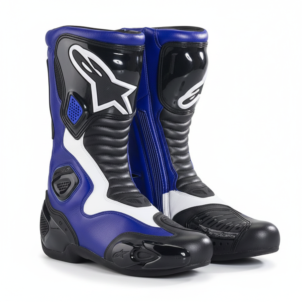 Alpinestars S-MX 5 Motorcycle Racing Boots - Blue Black White Yamaha Edition