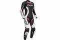 IXON Women's Black White Pink Leather Motorcycle Racing Suit Front View