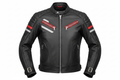 Premium Sport Leather Motorcycle Jacket Black Red Silver Accents