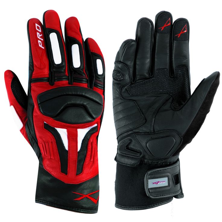 Xpro PRO Sport Motorcycle Gloves — Red Black White | Premium Leather Street & Track