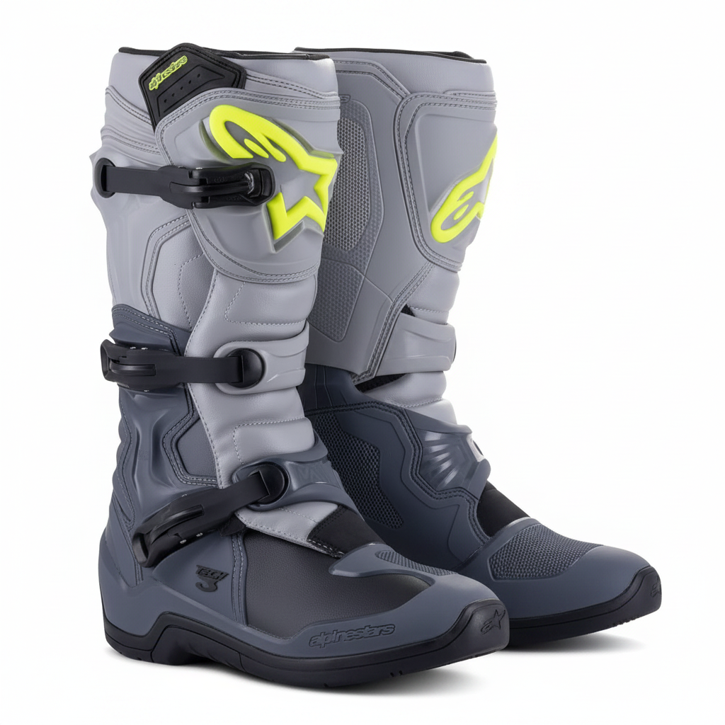 Alpinestars Tech 3 MX Motocross Enduro Boots - Grey Neon Yellow
