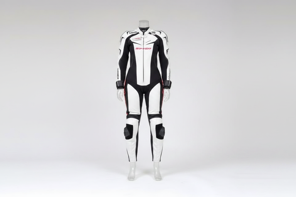 SPIDI Women's White Black Pink Leather Motorcycle Racing Suit