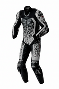 RST Pro Series D3O Airbag Men's One-Piece Motorcycle Racing Leather Suit Black Silver Digital Camo