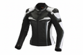 Büse Revolution Women's Leather Motorcycle Jacket Black White Grey Front View