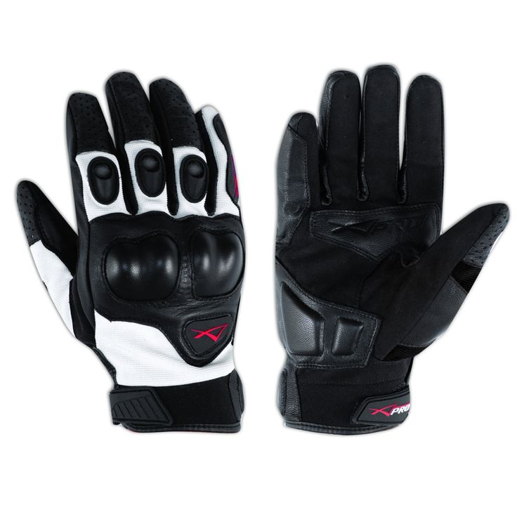 Xpro Sport Motorcycle Gloves — Black White | Hard Knuckle Street & Track Protection