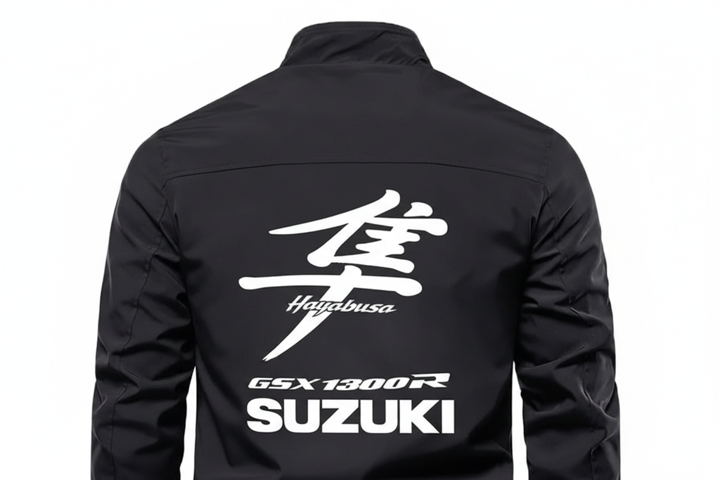 Suzuki Hayabusa GSX1300R Bomber Jacket Back View All Black