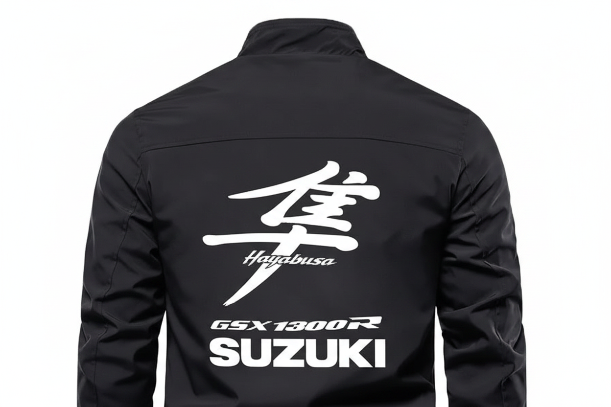Suzuki Hayabusa GSX1300R Bomber Jacket Back View All Black