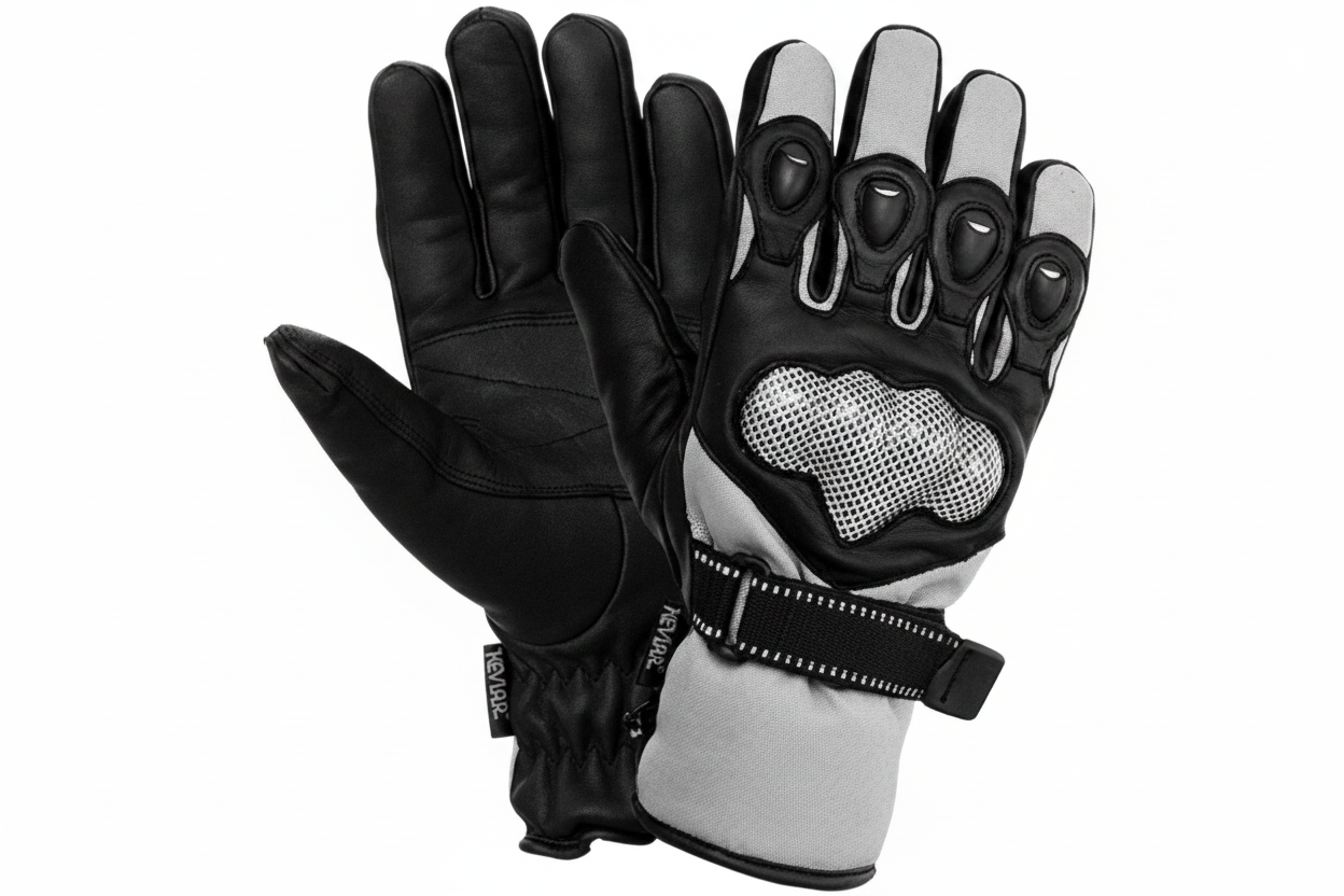 Nerve Motorcycle Winter Gloves Black Grey Mesh Knuckle Armor Waterproof Thermal