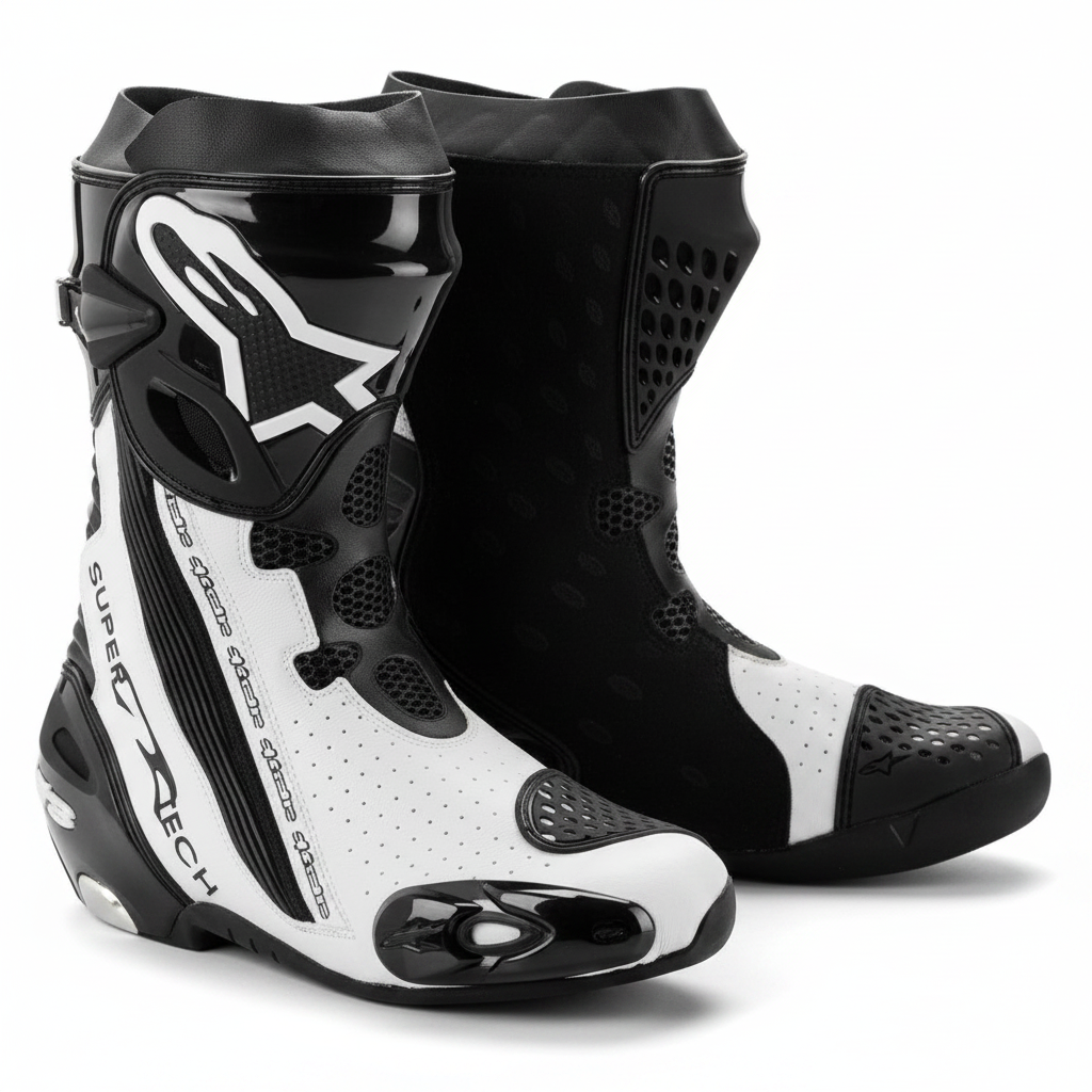 Alpinestars Supertech R Men's Motorcycle Racing Boots - Black White