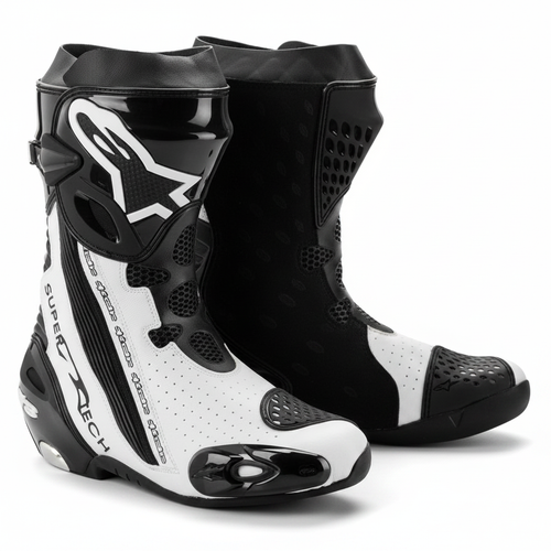 Alpinestars Supertech R Men's Motorcycle Racing Boots - Black White
