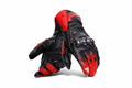 Dainese Pro-Tek Motorcycle Racing Gloves Black Red Hard Knuckle Premium Leather Pair