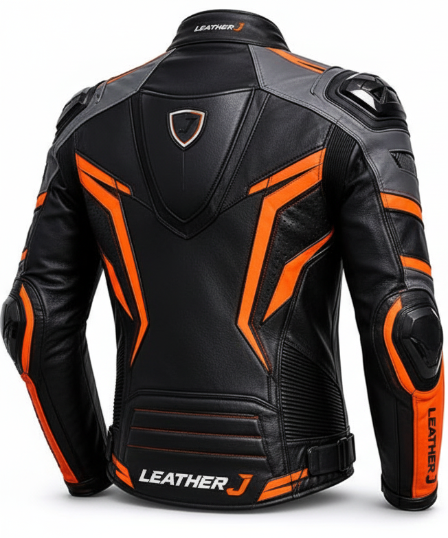Leather J Orange Jacket Back