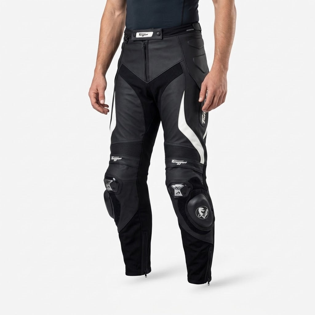 Furygan Leather Motorcycle Racing Pant – Black/White
