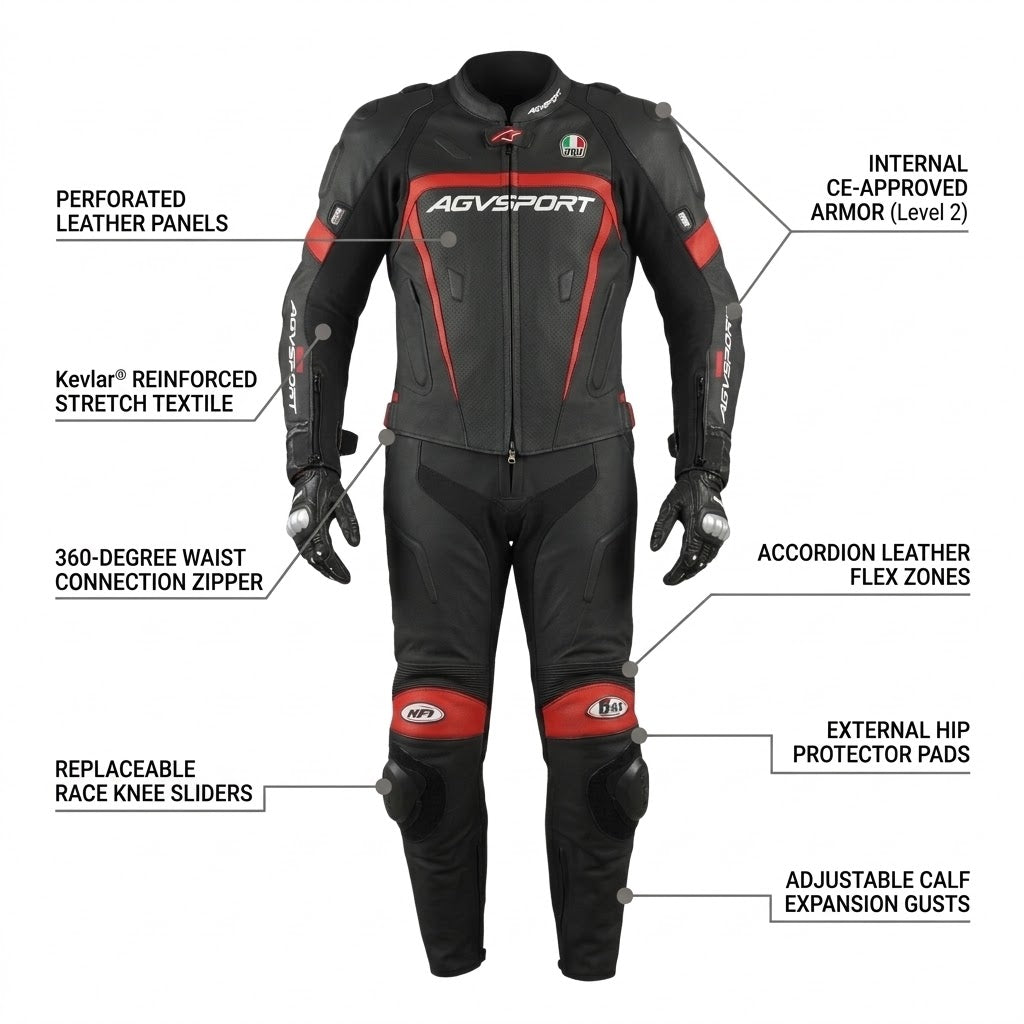 AGVSport Willow Perforated Men's Motorcycle Leather Suit